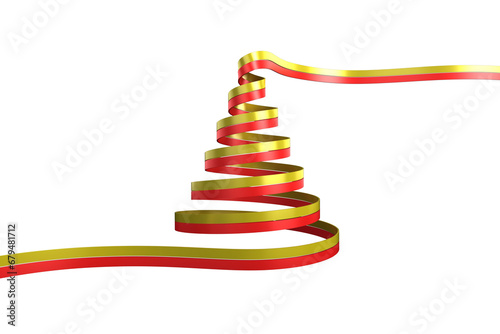 Digital png illustration of christmas tree made of ribbon on transparent background