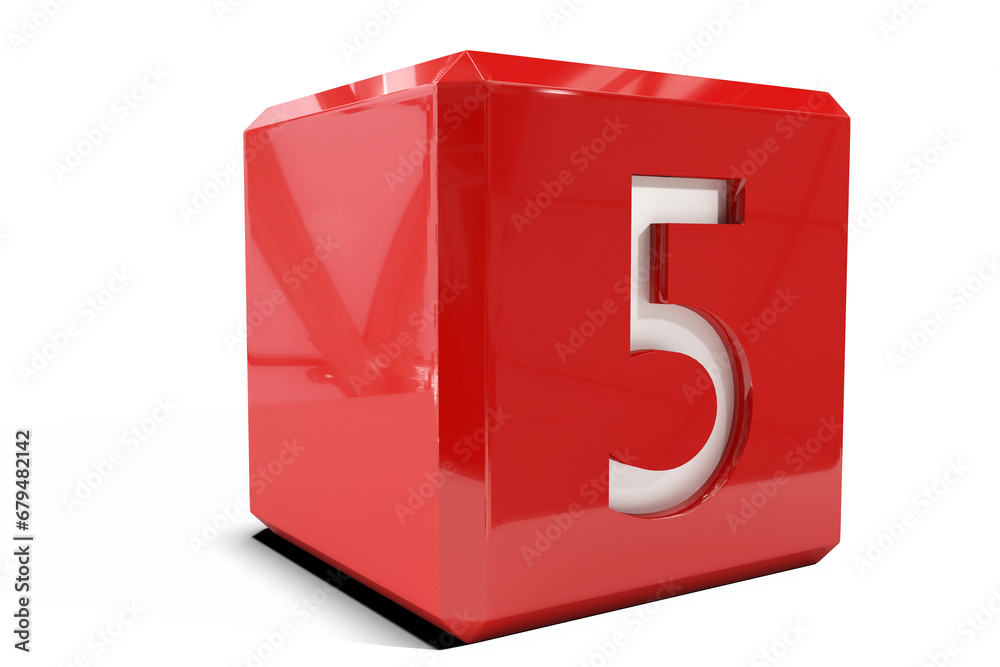 Digital png illustration of red cube with 5 number text on transparent background Digital png illustration of red cube with 5 number text on transparent background