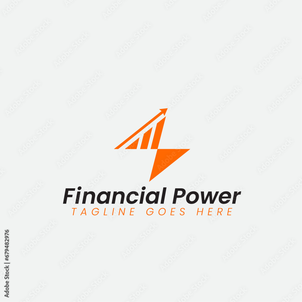Finance Growth and Thunderbolt lightning power logo design icon clean and minimal Finance Growth and Thunderbolt lightning power logo design icon clean and minimal