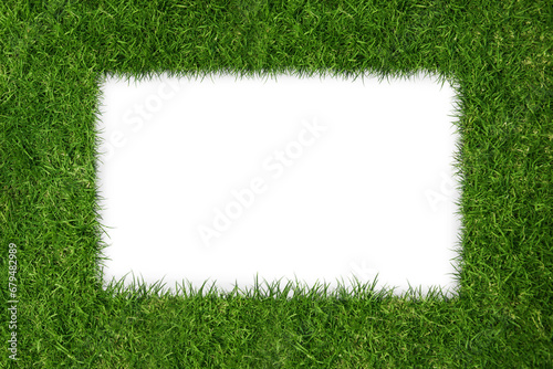Digital png illustration of frame with grass on transparent background