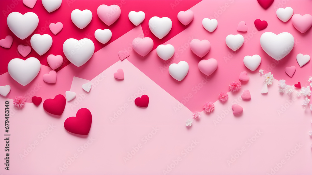 Romantic Fusion: Blush and Ivory Harmony, Valentine's Day Elegance, Pink & White Mix Hearts background for Valentine's Day Cards - Generated by AI.