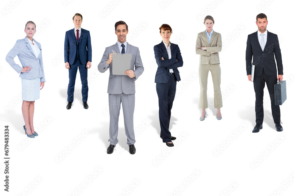 Digital png photo of caucasian business people standing on transparent background Digital png photo of caucasian business people standing on transparent background