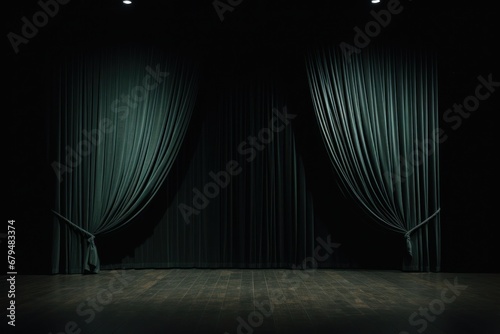 Cinematic podium with curtains