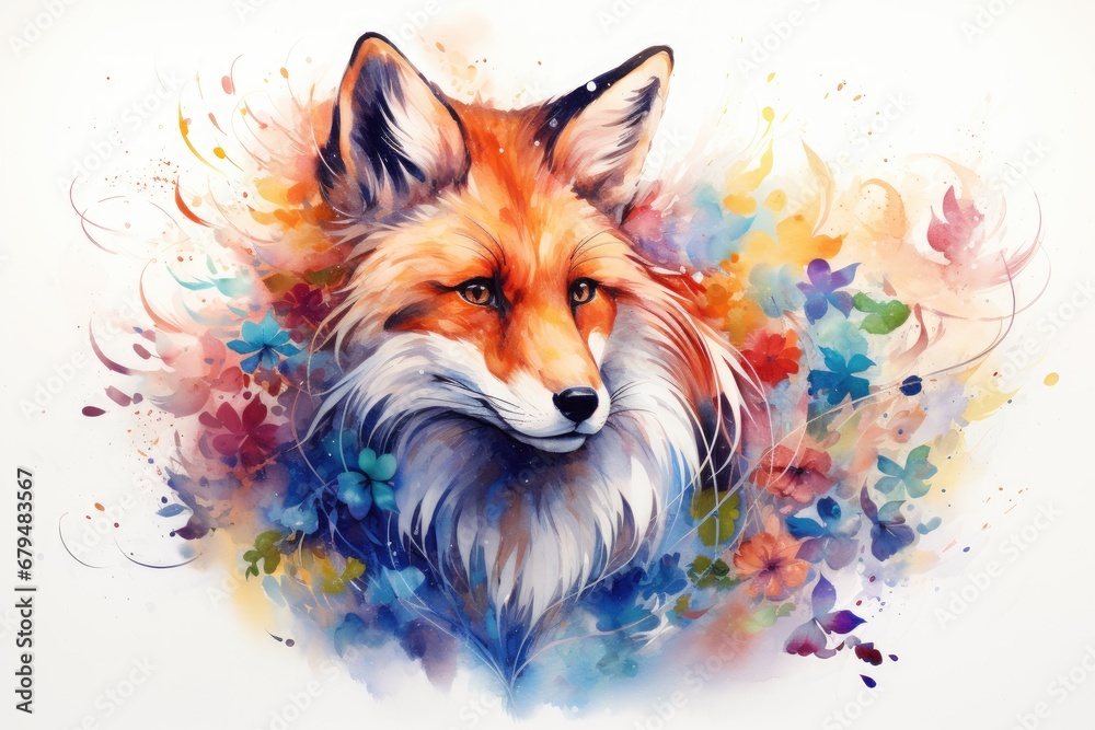 Obraz premium watercolor Fox Hand painted Watercolor illustration of Fox
