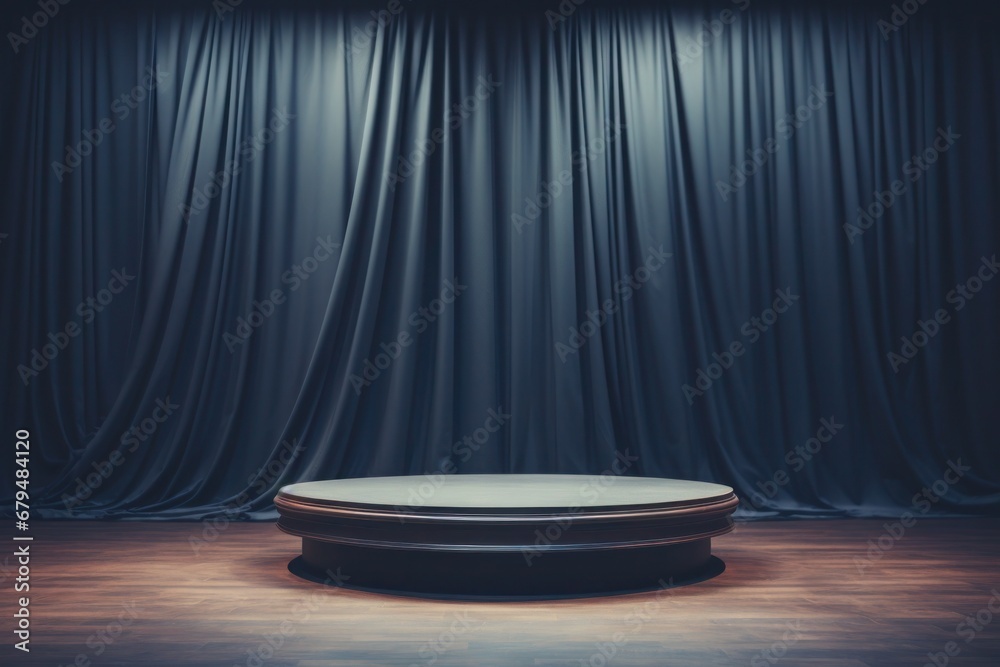 Cinematic podium with curtains - obrazy, fototapety, plakaty 