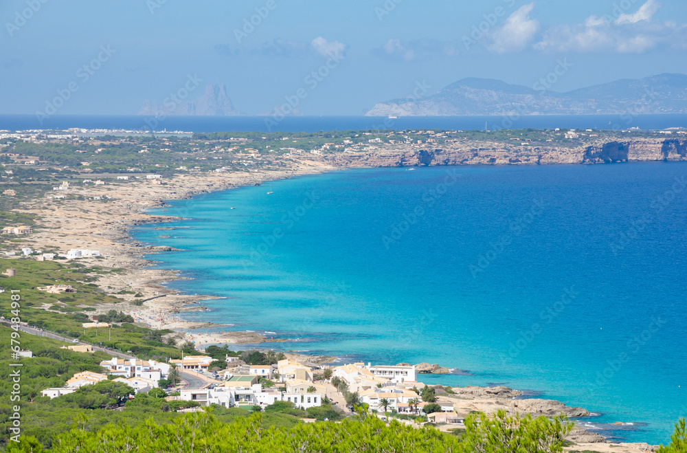 Beautiful coastal views of Formentera, Spain a short boat ride from Ibiza Island
