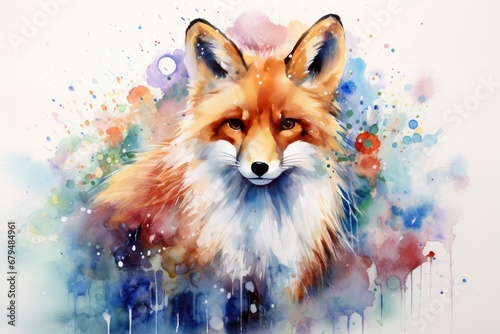 watercolor Fox Hand painted Watercolor illustration of Fox