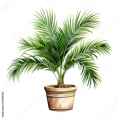 houseplant element. watercolor areca palm illustration. indoor plant.