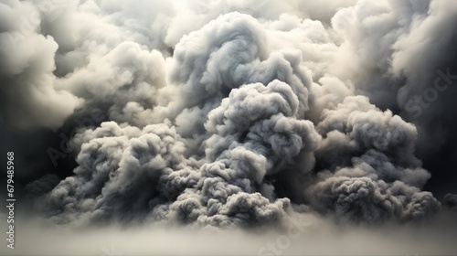 Smoke, Monumental plumes of dense smoke billow upward. photo