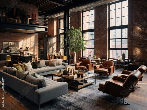 A classic modern loft in SoHo features exposed brick  industrial details  and a blend of contemporary and vintage furnishings.
