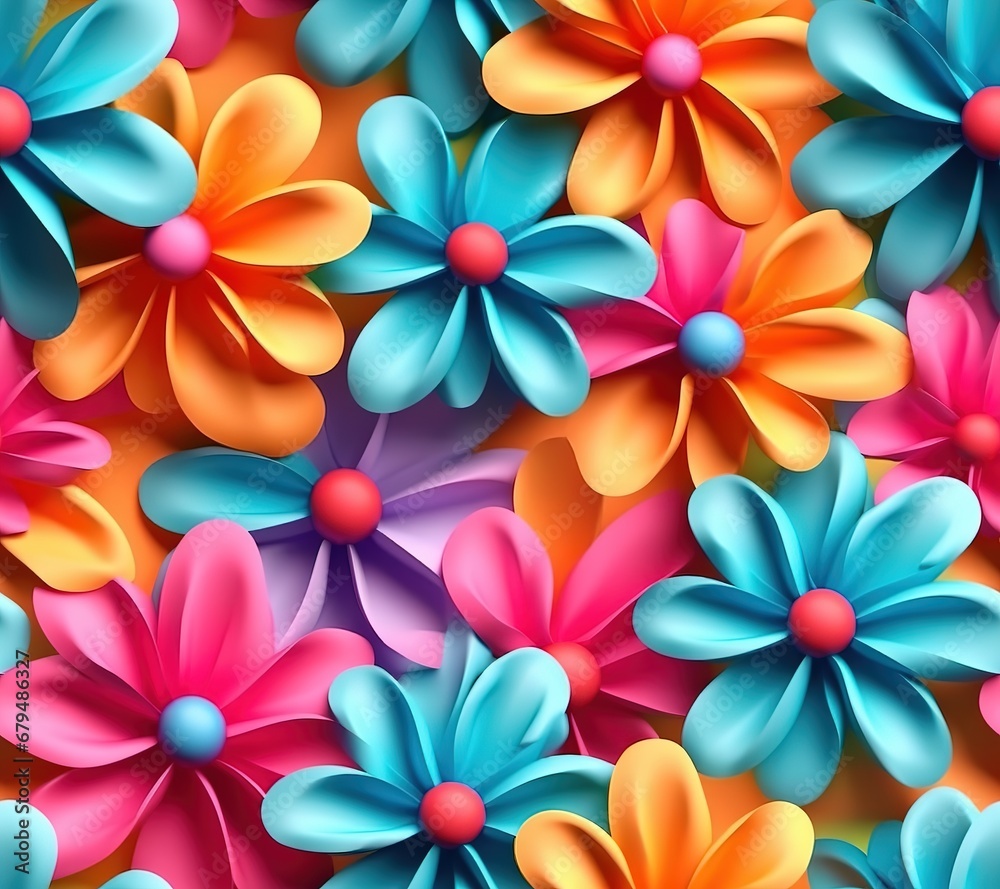 background with flowers 3D Flowers Colorful