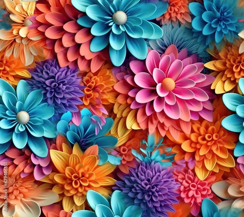 3D Flowers Colorful floral pattern © DigitalArt Max