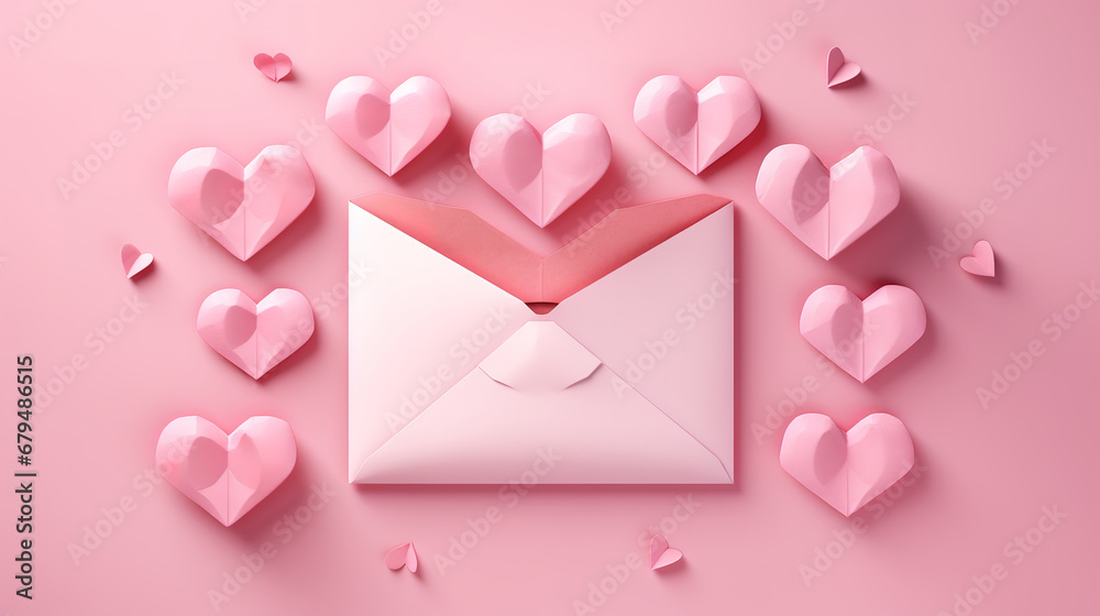 Love letter surrounded by heart candy. generative ai