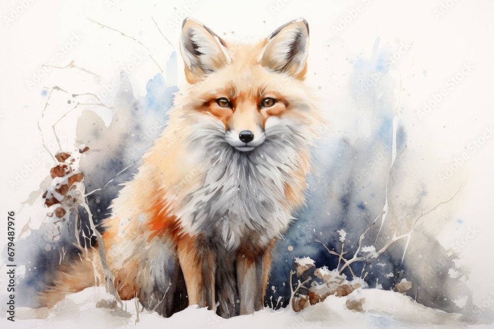 Obraz premium watercolor Fox Hand painted Watercolor illustration of Fox