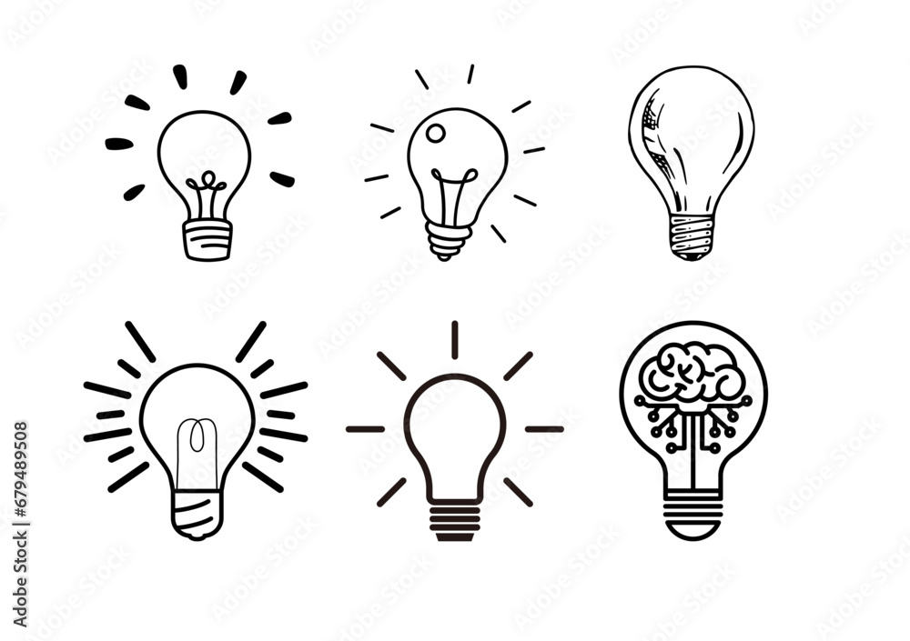 light bulb icon set inspiration bulb line drawing vector icon material assortment set light bulb icon set inspiration bulb line drawing vector icon material assortment set