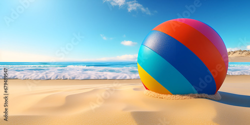Dynamic Sand Play: Realistic Beach Ball Bouncing in Color