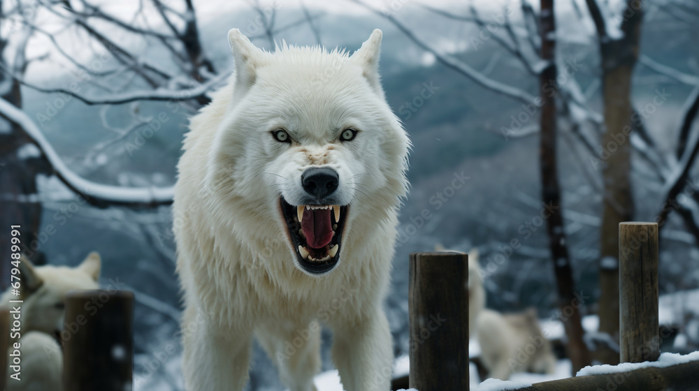 Obraz premium wolf in snow HD 8K wallpaper Stock Photographic Image 
