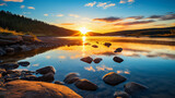 sunset on the lake HD 8K wallpaper Stock Photographic Image 