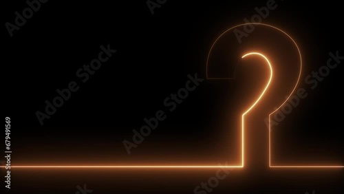 Question mark glowing neon moving light animated background. 4K 60fps