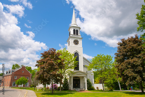 Community Church of Pepperell at 3 Townsend Street in historic town center of Pepperell, Massachusetts MA, USA.  photo