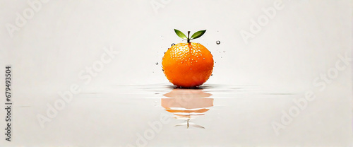 drop rain, orange fruit, white background, minimalist, minimalism, center photo