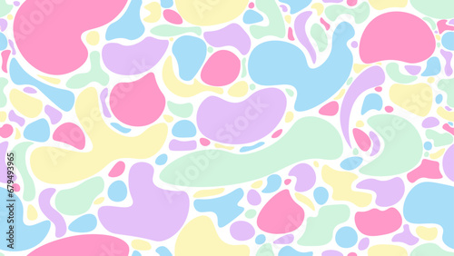 seamless pattern, abstract liquid-shaped elements,pastel color, organic shapes, background, wallpaper