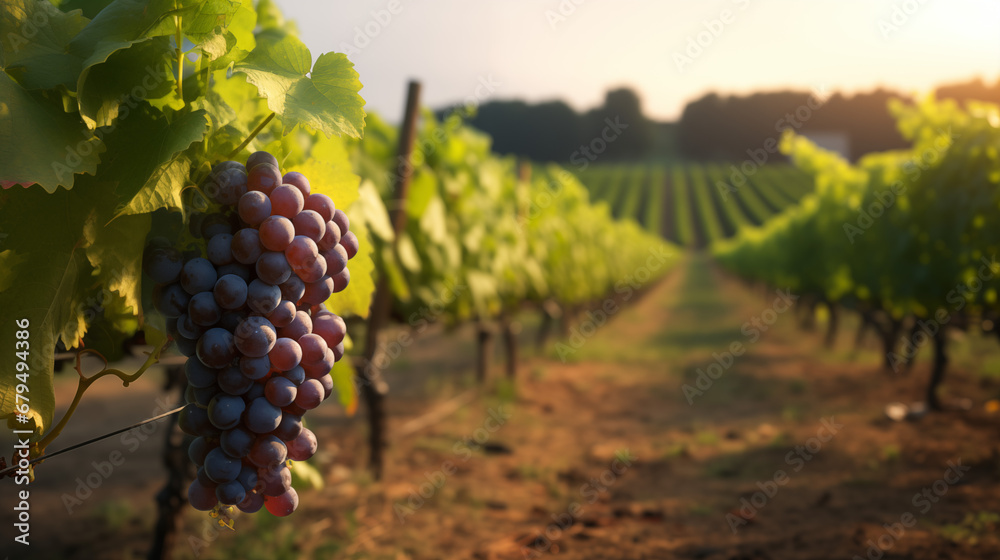 red wine grapes on vine