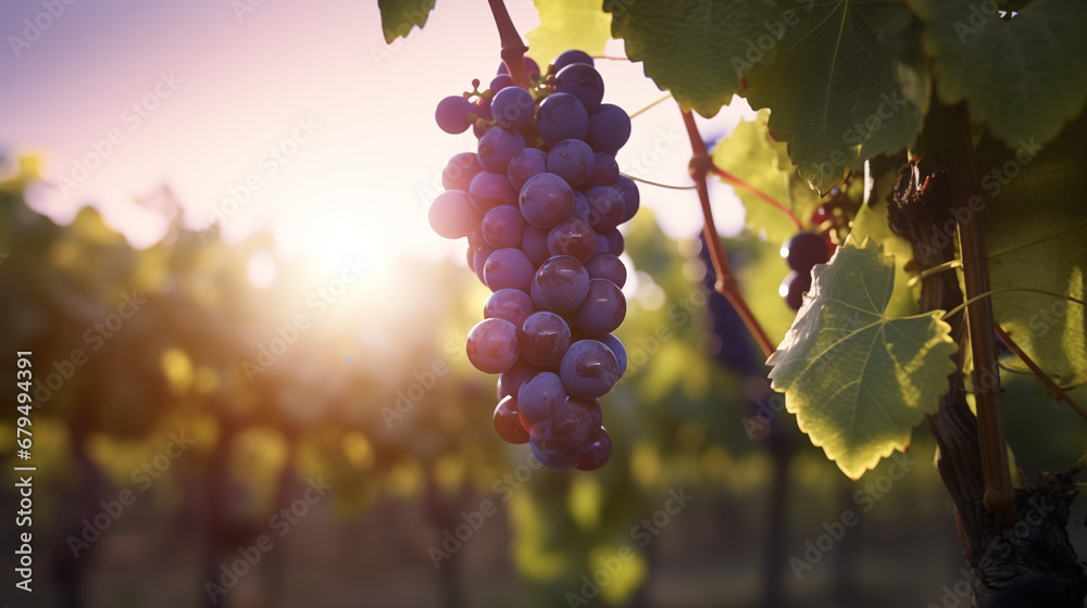 Fototapeta premium red wine grapes on vine