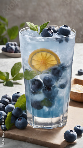 blueberry in glass with ice