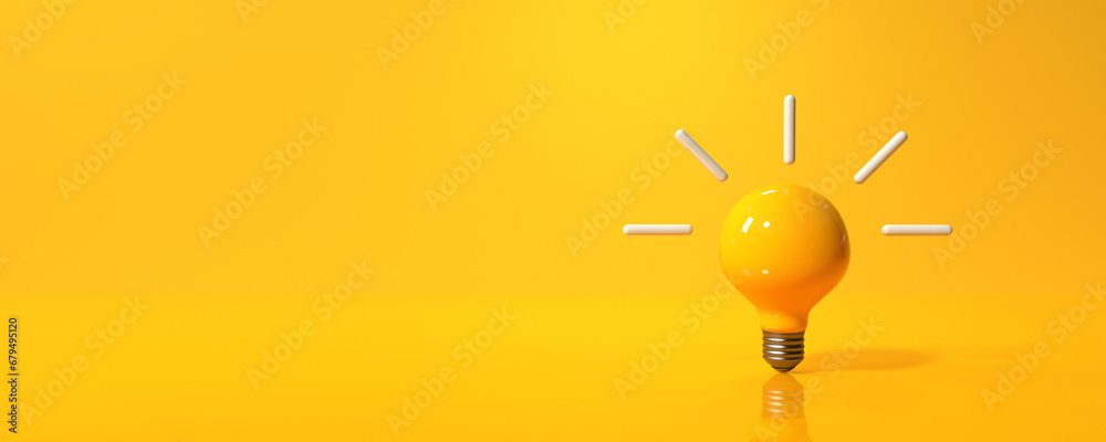 Light bulb on a colored background - 3D render - obrazy, fototapety, plakaty 