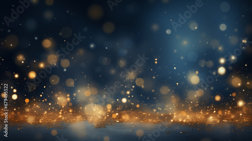 Frame of bokeh lights with golden flares, on dark concrete texture