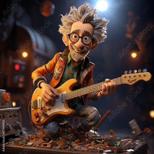 3D cartoon of a musician