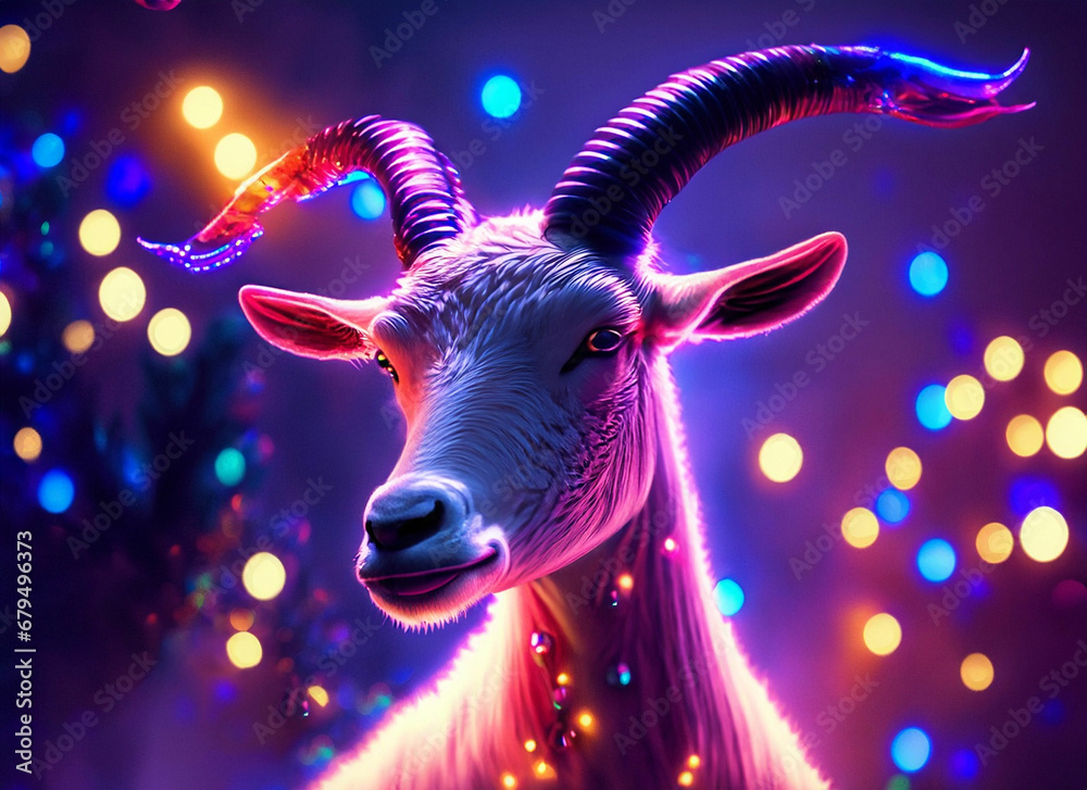 Illuminated Christmas goat happy Christmas Day Illuminated Christmas goat happy Christmas Day
