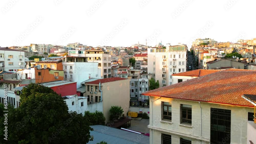 Cinematic Drone Shot Of a Busy Streets in Istanbul at Sunset. Cinematic Drone Shot Of a Busy Streets in Istanbul at Sunset.