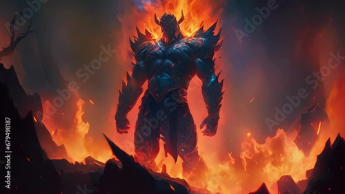The legend of Surtr and Muspellheim A tale of how a powerful fire giant sought vengeance against the gods and destroyed their realm. . photo