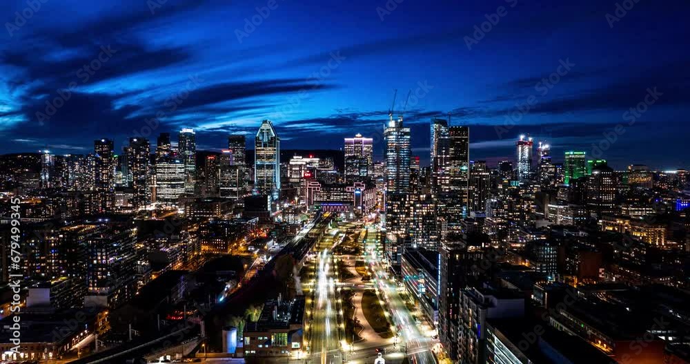 Montreal Skyline at Night: A Cinematic Drone Hyperlapse of Modern Urban Splendor Montreal Skyline at Night: A Cinematic Drone Hyperlapse of Modern Urban Splendor