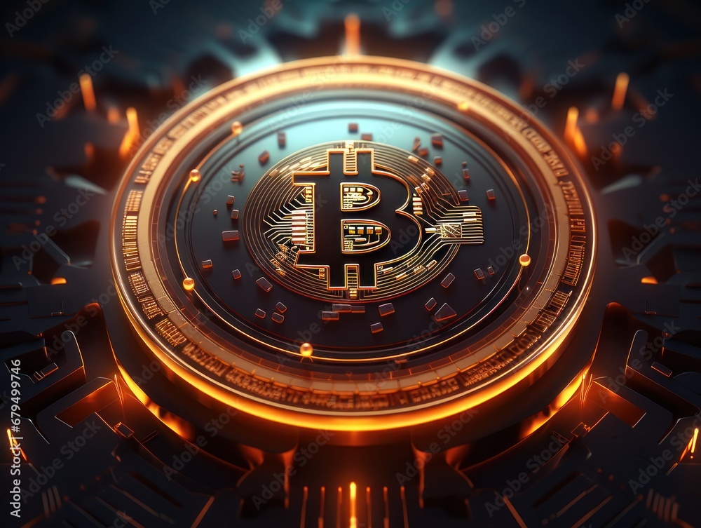 bitcoin. Gold and black color.3D style imitation. background. bitcoin. Gold and black color.3D style imitation. background.