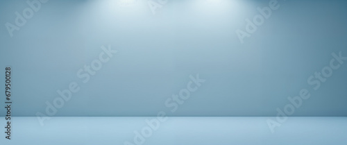 シンプルな青い壁と床。グラデーション、光、アンビエント photo