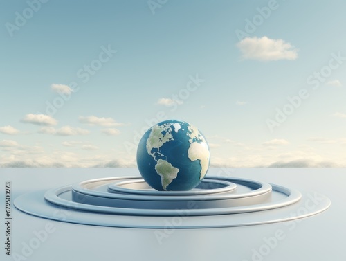 Earth on the Round Podium. 3D style imitation.