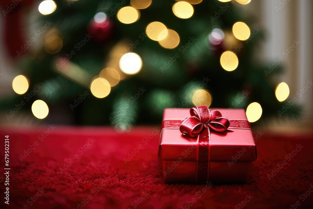 Christmas gift box, food decor and fir tree branc Christmas gift box, food decor and fir tree branc