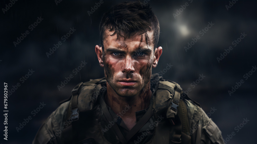 portrait of a military man with a serious face