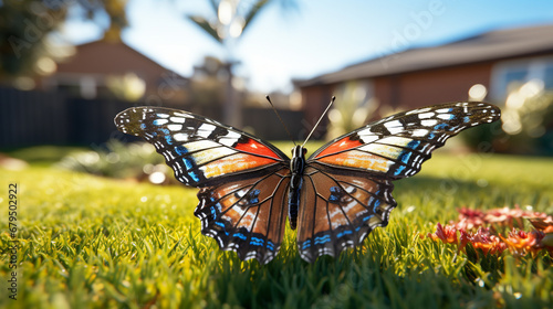 butterfly on the grass HD 8K wallpaper Stock Photographic Image 