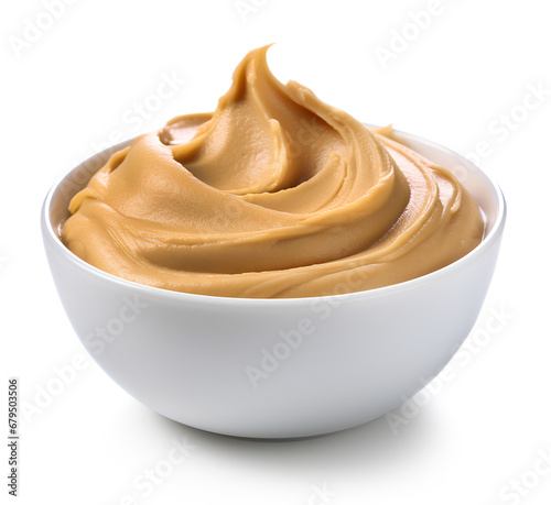 Tasty peanut butter in bowl photo
