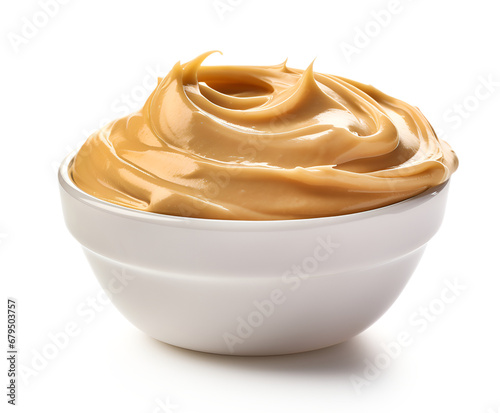 Tasty peanut butter in bowl photo