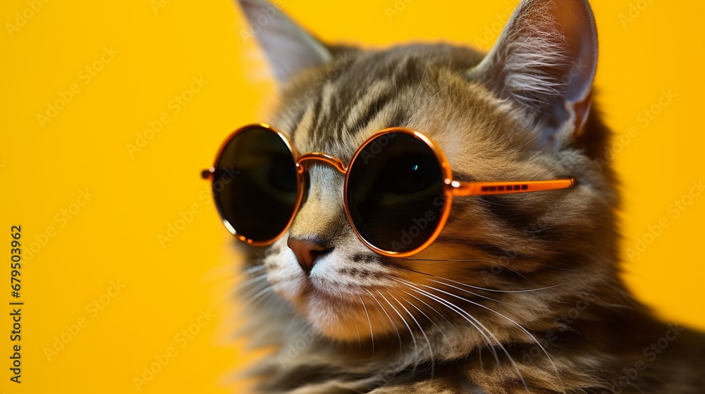 cat with sunglasses HD 8K wallpaper Stock Photographic Image 