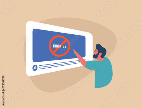 Future of Digital Privacy - Cookieless Advertising Concept. Adapting ad tracking without relying on cookies for enhanced user privacy. Cookieless targeting vector illustration on business background