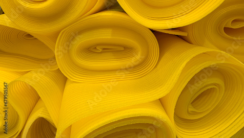 Bild auf Leinwand yellow underlay for laminate flooring in rolls