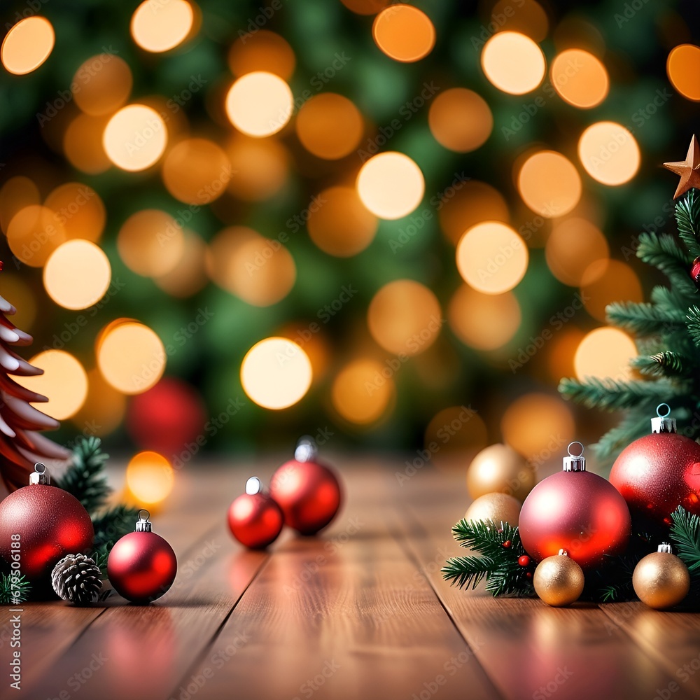 Christmas background, Christmas tree decorations with balls 