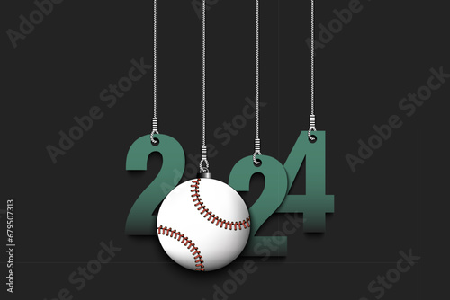 Happy New Year 2024 and baseball ball