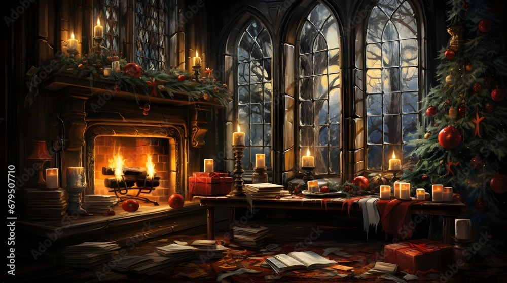 Fototapeta premium A cozy, festive Christmas scene
